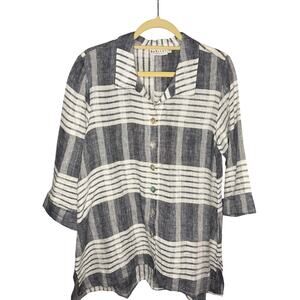 Habitat Linen Button Down Shirt Women's Size S